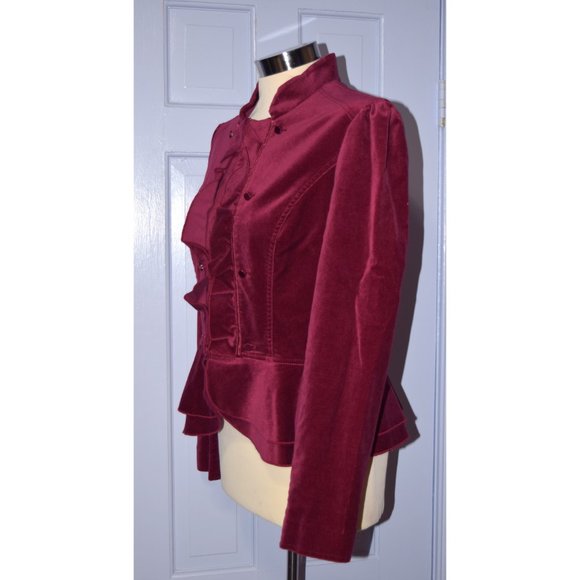 WHBM Red Velvet Peplum Jacket size 8 - Picture 3 of 6